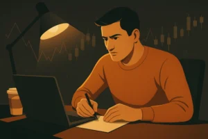 A person focused and working, an example of how to master self-discipline.