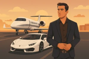 A private jet on a runway, one of the rich life experiences money can buy.