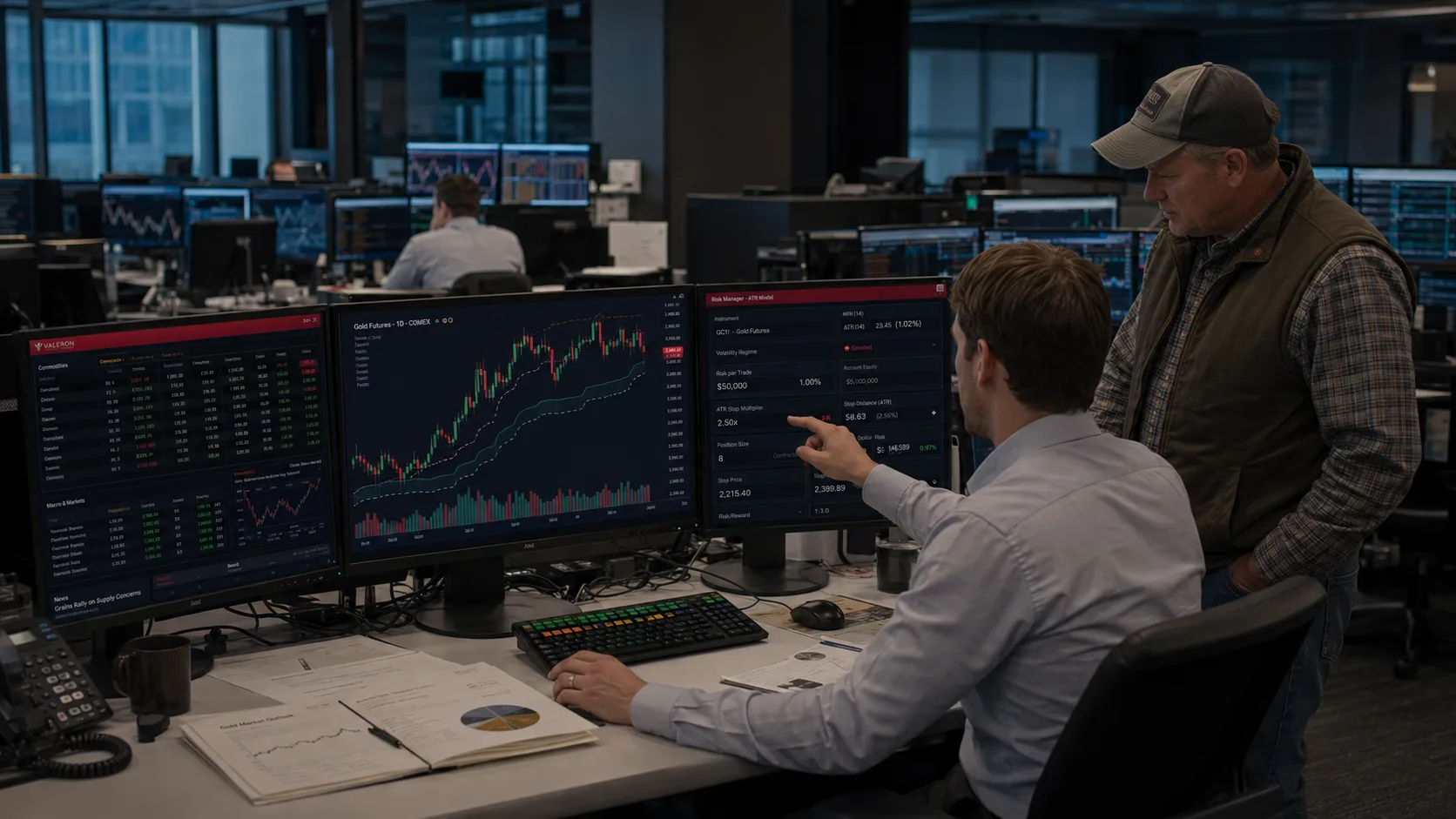 ATR in commodity trading used for stop loss position size and volatility risk