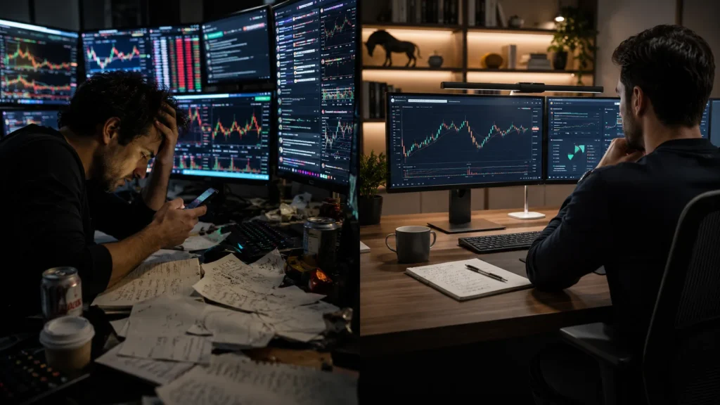 Market operator reviewing risk and market structure