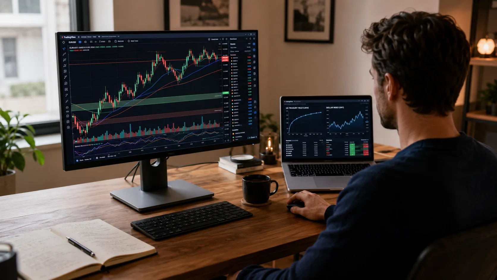 TradingView macro technical analysis with realistic Valeron dashboard charts spreadsheets and trading tools