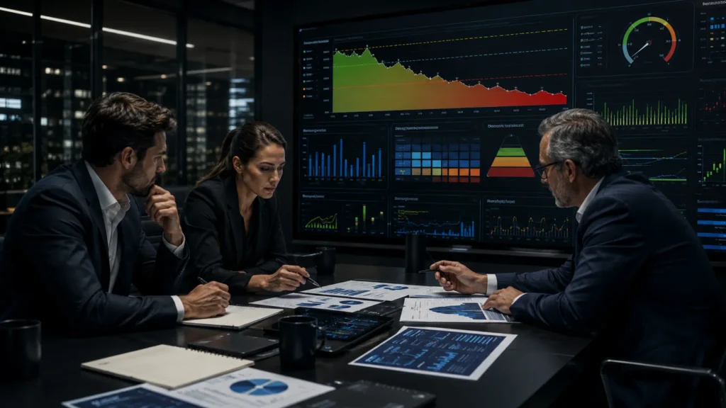 Funded trading risk rules displayed through drawdown dashboards and position sizing controls