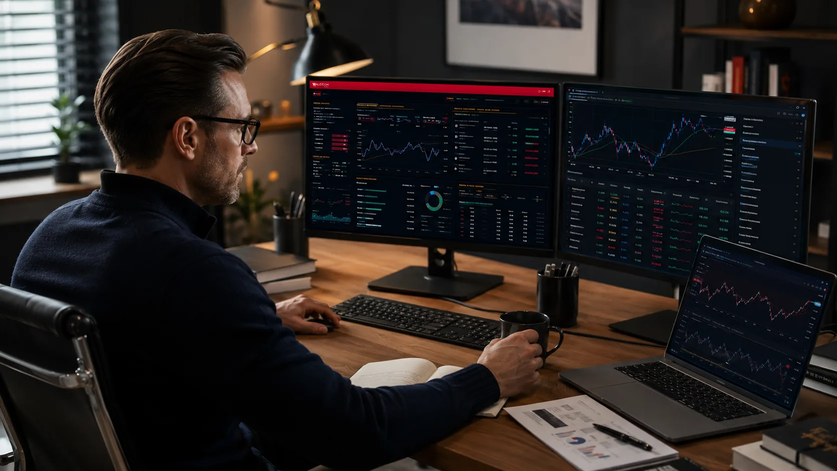 trading dashboards with realistic Valeron dashboard charts spreadsheets and trading tools