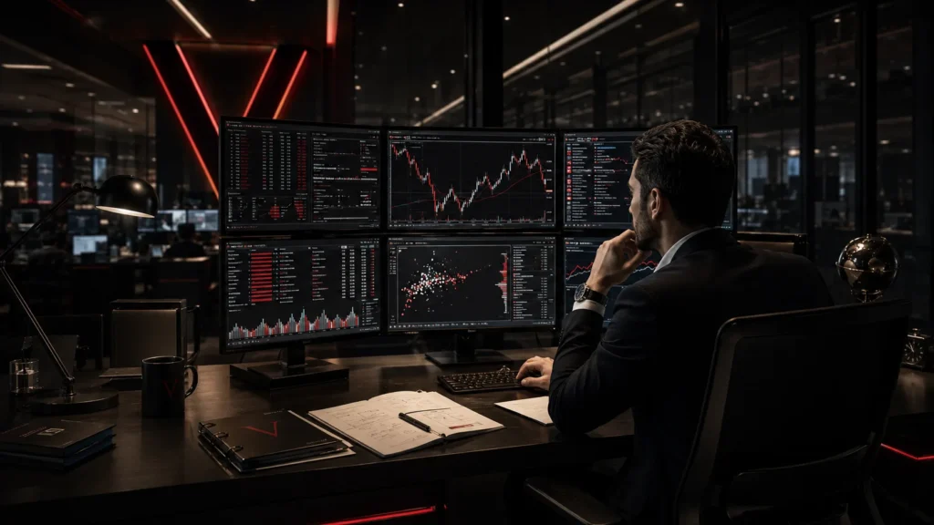 Efficiently inefficient markets concept shown through data charts and imperfect market behavior