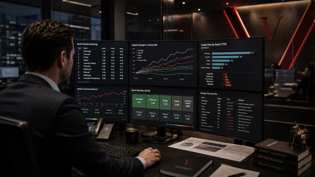 Sector rotation and market leadership analysis across major market sectors
