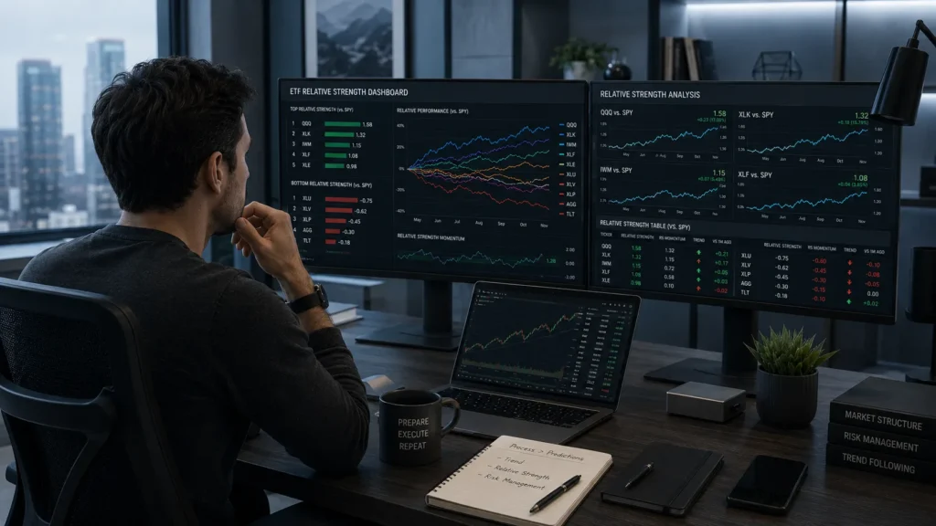 ETF relative strength showing market leadership over trader opinions