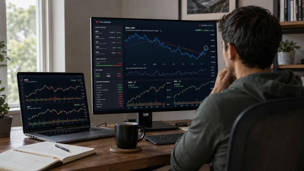 IWM vs SPY small-cap risk appetite shown through ETF ratio analysis